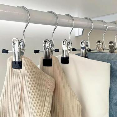 Imagem de 20 peças de clipes de gancho de bota de aço inoxidável, ganchos de lavanderia resistentes, alfinetes de roupas para armário, meias de pendurar, calças, bolsas, toalhas, chapéus, cabides portáteis para