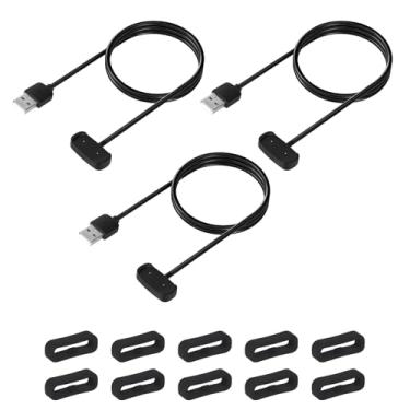 Imagem de Conjunto de 3 Cabos Carregadores para Amazfit, 60 cm Cabo de Carregamento Substituição com Anéis Retenção Base Carregamento Portátil para Smartwatch (Preto)