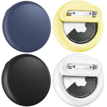 Imagem de Wowwat Compatível com suporte Apple Air Tags para crianças, pacote com 4 capas ocultas com pino de segurança, antiperda para crianças, bebês, idosos, bagagem, sapatos, roupas - preto + branco +