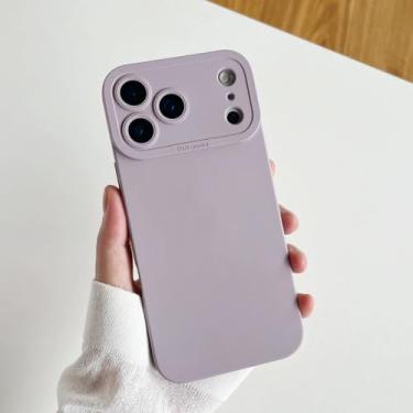 Imagem de SFDSUH Capa protetora de lente de câmera para iPhone 16, em silicone macio e resistente a impactos (para iPhone 16/lilás/roxo)