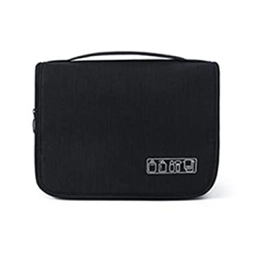 Imagem de GOTOTOP Saco de Armazenamento de Produtos de Higiene Pessoal de Viagem Preto, Poliéster Com Gancho, Saco de Suspensão de Separação Seca e Molhada de Grande Capacidade para Viagens e Uso