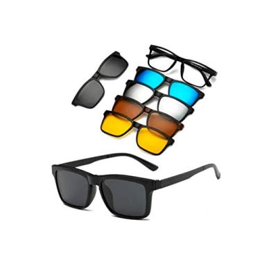 Imagem de Óculos De Sol Com Armação De Grau Clip On 6 Em 1 Polarizado