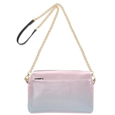 Imagem de Joitme Bolsas transversais femininas para celular com alça de corrente de couro PU bolsa de ombro rosa azul claro gradiente