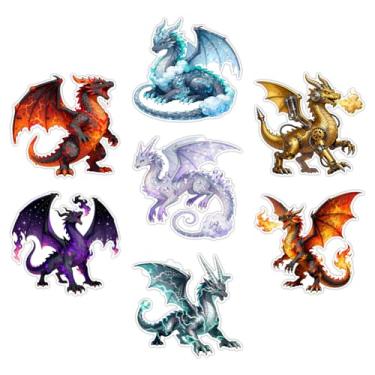 Imagem de CHGCRAFT 7 adesivos de vinil de dragão para carro autoadesivos adesivos de chamas à prova d'água decalque de carro para carro, motocicleta, capacete, janela, decoração de casa, 14 x 15 cm