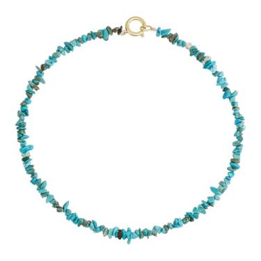 Imagem de KELITCH Colar de pedras coloridas moda feminina requintado colar de contas turquesa estilo boêmio joia à prova d'água joia irregular pedra natural presente, Pedra natural