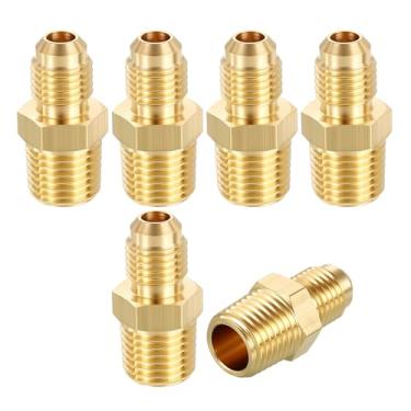 Imagem de CoCud Pacote com 6 acessórios para tubos de latão, alargador macho de 1/10.2 cm para bocal sextavado de latão NPT macho de 0,6 cm, redutor adaptador de tubo macho para ar, óleo, LP