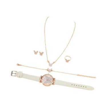 Imagem de Relógio De Quartzo Feminino Com Padrão De Borboleta Rosa E Conjunto De