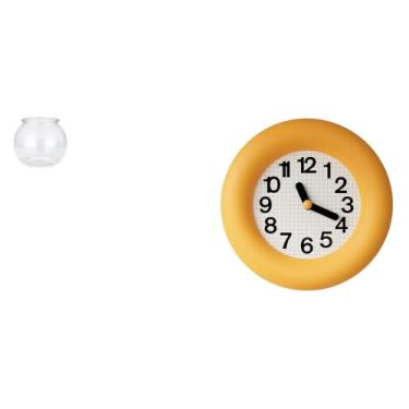 Imagem de Whtkoph Pequeno Aquário Transparente para Peixes Pequenos, Ornamento Redondo para Aquário, Vaso, Mesa de Escritório, Relógio de Parede Analógico Contemporâneo