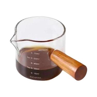 Imagem de Copo Medidor De Espresso De Vidro Transparente Com Cabo De Madeira, Ca