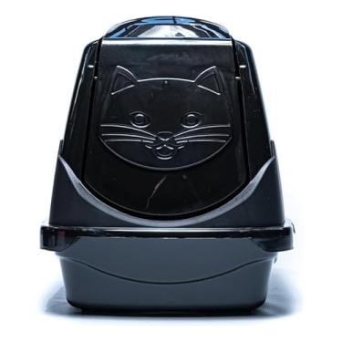 Imagem de Banheiro Gato Fechado Anti Odor Caixa Areia Sanitário C/Filtro Portinha Higiênico Cat Toilet (Preto)