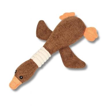 Imagem de Brinquedo Pet Mordedor Ganso de Pelúcia com Apito 3 Cores (Azul Marinho, Marrom ou Cinza) (MARROM)