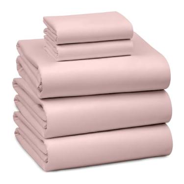 Imagem de RUVANTI Jogo de cama king size dividido 100% algodão - 300 fios de cetim macio sedoso, refrescante, leve e respirável, bolso profundo de 41 cm, durável e luxuoso, 5 peças, rosa empoeirado