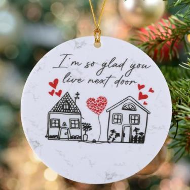 Imagem de Enfeites de acrílico redondos para pendurar para vizinhos, enfeites decorativos de árvore de Natal, presentes de agradecimento da amizade para bons vizinhos e amigos