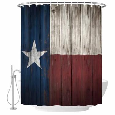 Imagem de Cortina de chuveiro retrô do oeste do Texas Stars, conjunto de cortinas de chuveiro de banheiro de madeira rústica à prova d'água para decoração de casa, lavável na máquina