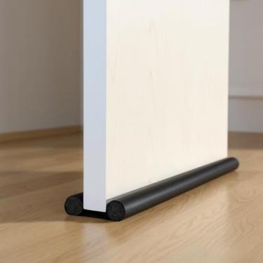 Imagem de Kit 2 Unidades Veda Porta Protetor Rolinho Impermeável Ajustável 80 cm Preto