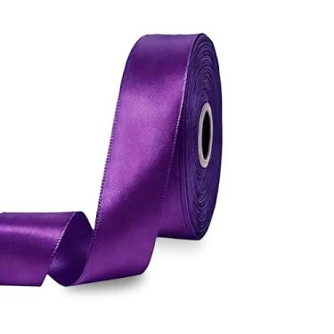 Imagem de ZHIAXTON Fita roxa de 2,5 cm, fita de cetim roxa de face única de 60 metros para embrulhar presentes, buquê de flores, laços artesanais, guirlanda de rosas, artesanato, aniversário, decoração de