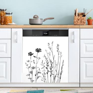 Imagem de SEHANY Capa magnética colorida de campo silvestre para lava-louças, adesivos magnéticos decorativos antiarranhões para painel de geladeira e lava-louças, decoração de flores de fazenda de cozinha