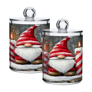 Imagem de xigua Pacote com 2 lindos suportes de Natal para bolas de algodão, cotonete – Frasco de plástico de boticário de armazenamento versátil transparente de 400 ml para banheiro e organização de
