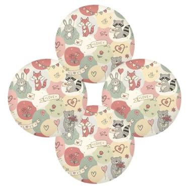 Imagem de Wassud Jogo americano conjunto de 4 tapetes de mesa redondos com tema de amor para cozinha e jantar tapetes laváveis resistentes ao calor decoração de mesa 39 cm