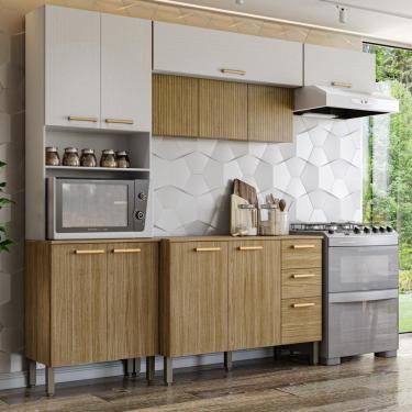 Imagem de Armário De Cozinha Completa Com Balcão Com Tampo 12 Portas Urbano - Freijó-supremo-com Ripado