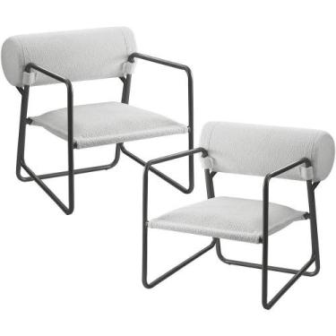Imagem de Kit 02 Poltronas Decorativa Sala Living Base Aço Titânio Volvere C06 P