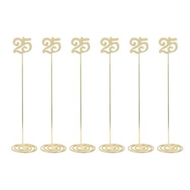 Imagem de Números de mesa de metal Número de mesa à prova de ferrugem com base de material de ferro premium Número de mesa alta para festa de casamento, banquete, recepção, escritório, (25)