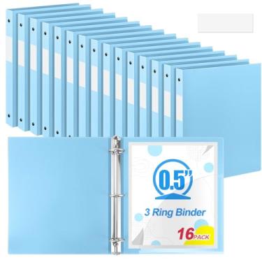 Imagem de Henoyso 16 fichários de 3 anéis redondos de 1/5.1 cm, tamanho carta, 20 cm x 28 cm, fichário flexível de plástico, comporta 100 folhas com 1 bolso, organizador versátil para escritório, casa, escola