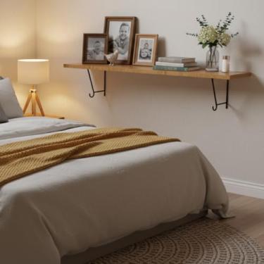 Imagem de Prateleira Suspensa 30x100cm Suporte Mão Francesa Gancho