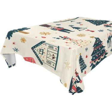 Imagem de Blueangle Toalha de mesa com personagens de quebra-nozes de Natal – Toalha de mesa quadrada de poliéster impermeável e resistente a manchas para ambientes internos e externos, 152 x 152 cm (242)