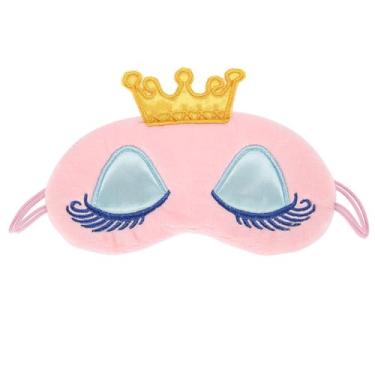 Imagem de Máscara de dormir confortável com bloqueio de luz para viagens para casa e relaxamento com lindo design de coroa de algodão em rosa