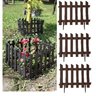 Imagem de Cerca Decorativa Kit 4 Jardim Ripa Plástico Marron P - UNI ECCOMMERCE