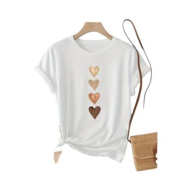 Imagem de Camiseta Casual Feminina Preta E Dourada Com Estampa Gráfica De Quatro