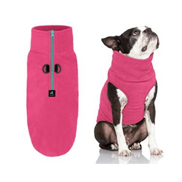Imagem de Gooby Colete de lã meio zíper suéter para cães - rosa, grande - pulôver quente de lã para cães com coleira dupla D - suéter de inverno para cães pequenos e cães médios