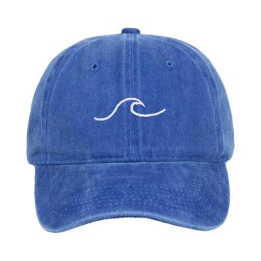 Imagem de Boné De Beisebol Vintage Com Padrão De Ondas Lavadas E Bordado Em Algo