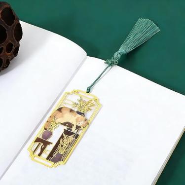 Imagem de 1 régua de marcador de livro de metal de latão com design vazado, presente cultural chinês clássico para amigo de livros - Estilo 3