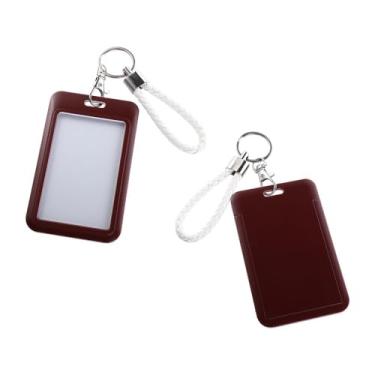 Imagem de Porta-cartões de identificação suprimentos porta-crachás de estudante chaveiro de cartão de crédito de negócios chaveiro protetor de cartão de identificação (marrom)