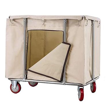 Imagem de Carrinho classificador de lavanderia de grande capacidade, bolsa de armazenamento de roupas com zíper para casa, banheiro, hotel, roupas sujas, carrinho à prova d'água, fácil de instalar