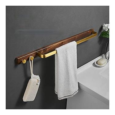 Imagem de Toalheiro Toalheiro de nogueira toalheiro de hotel de poste único, toalheiro de banheiro doméstico com 2 ganchos, suporte de armazenamento de parede de cozinha, suporte de armazenamento de toalhas