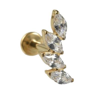 Imagem de Brincos De Titânio Com Zircônia Marquise Para Lábio, Orelha, Hélice, T