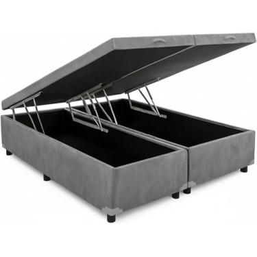 Imagem de Cama Baú Casal Queen Bipartido Blindado Suede 158x198x41 - ConfortBraz