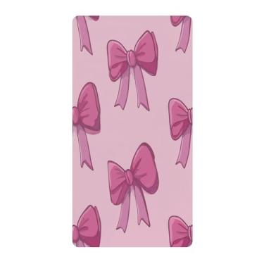 Imagem de Blueangle Lençol de berço padrão para berço infantil - Lençóis de algodão macio e respirável com laços rosa fofos (576)