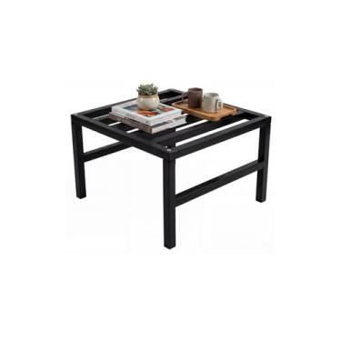 Imagem de Mesinha de Centro Decorativa Metálica Baixa 45cm Preta - Montar & Plan
