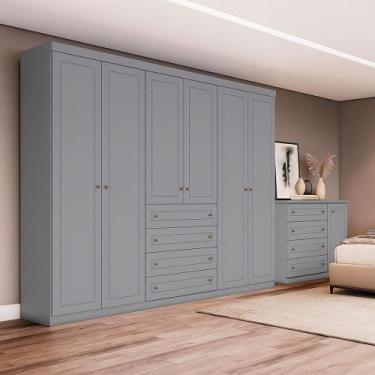 Imagem de Conjunto Quarto Henn Americana 2 Peças 7 Portas 8 Gavetas Guarda Roupa