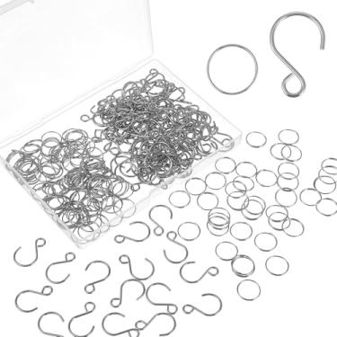 Imagem de MBAIYO 300 peças de conectores de anéis divididos de aço inoxidável e mini ganchos em forma de S, pequenos ganchos de acessórios de aço inoxidável, gancho de cortina de contas de cristal para lustres