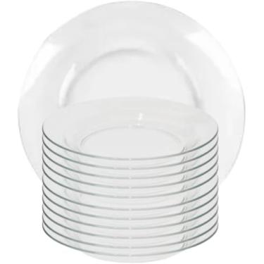 Imagem de Conjunto Pratos Transparentes de Vidro 22cm Refeição Para Jantar e Almoço 4/8 ou 12 peças (4)