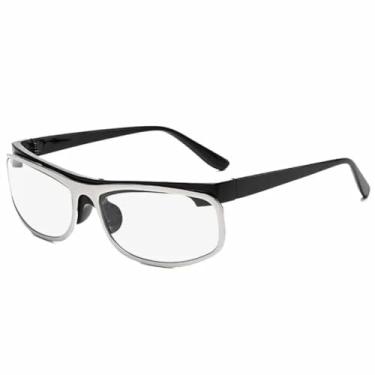 Imagem de HPIRME Óculos femininos com armação oval estilo punk, moda masculina, fotografia de rua, proteção UV400 (preto e transparente)