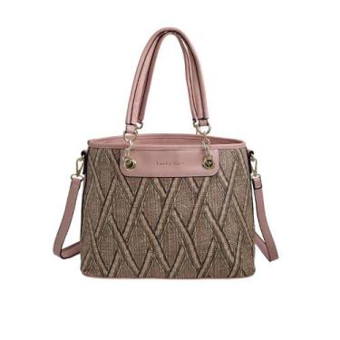 Imagem de Bolsa Feminina Com Detalhes Em Palha Fina Sintética - Lucky Girl, Rosa