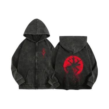 Imagem de Moletom Unissex Com Zíper E Capuz Estampado Anime Berserk Harajuku Gót