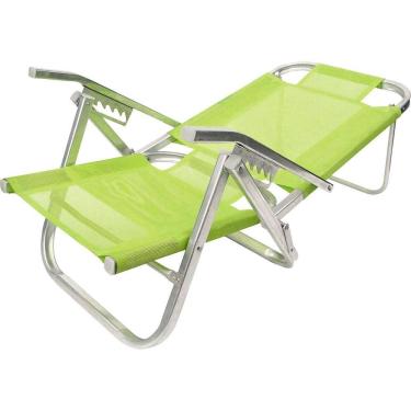 Imagem de Cadeira de Praia de Aluminio 5 Posições Premium Copacabana Botafogo Lar & Lazer Verde