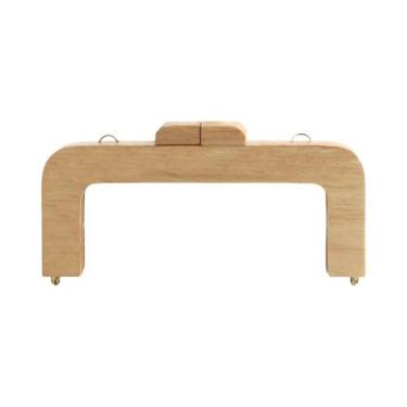 Imagem de Bolsa Transversal Artesanal Com Alça De Madeira Em Formato U, Acessóri